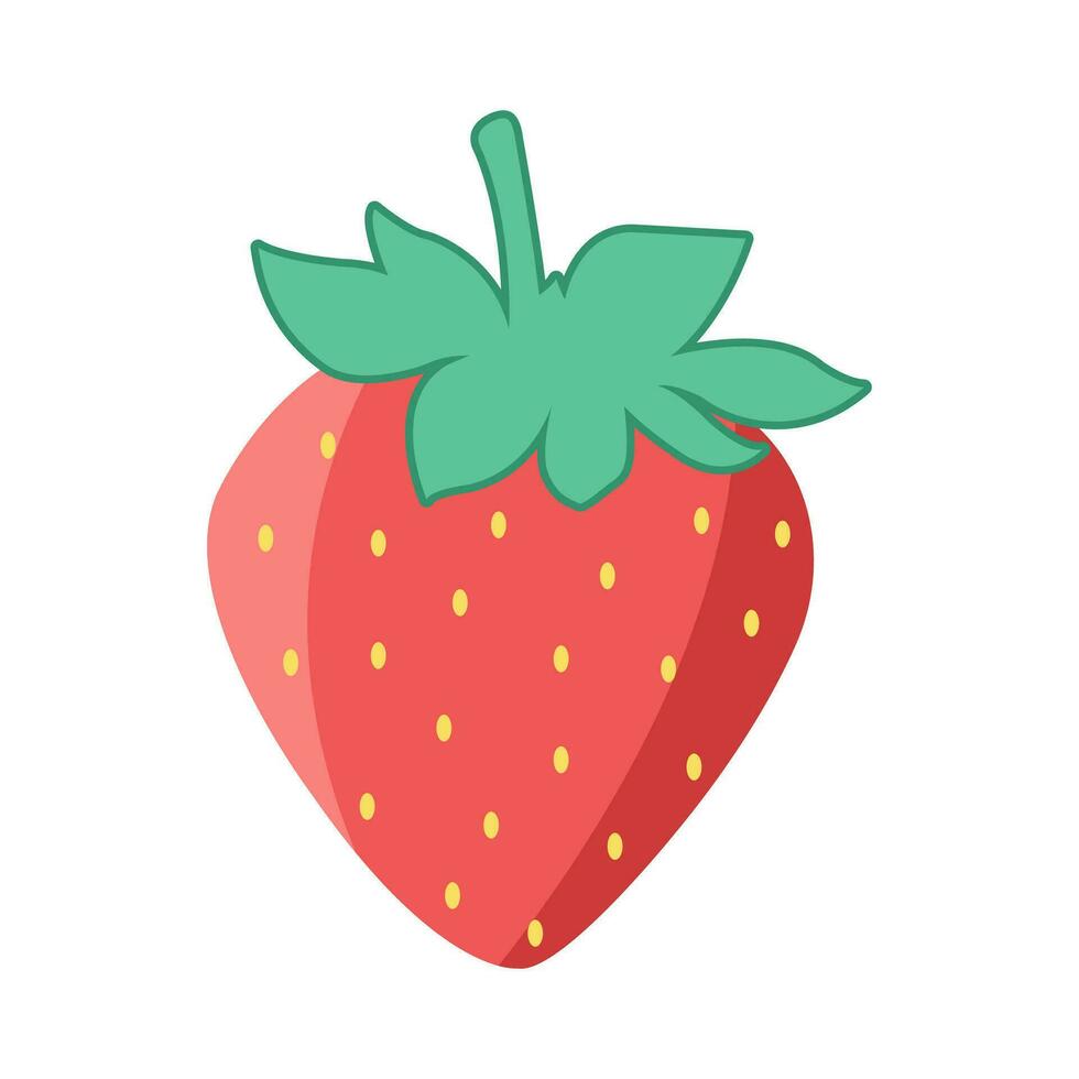 schattig aardbei vector illustratie in vlak stijl. icoon, logo, afdrukken, ansichtkaart, sublimatie, sticker, clip art, single element, fruit, BES, zomer