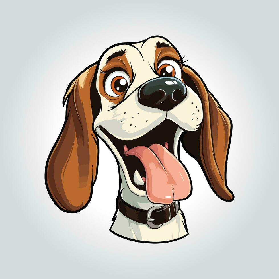 gelukkig brak hond huisdier logo gezicht tekenfilm vector