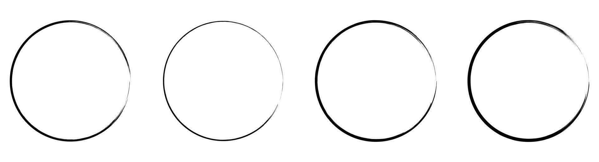 zwart grunge cirkel borstel. inkt kader reeks vector illustratie