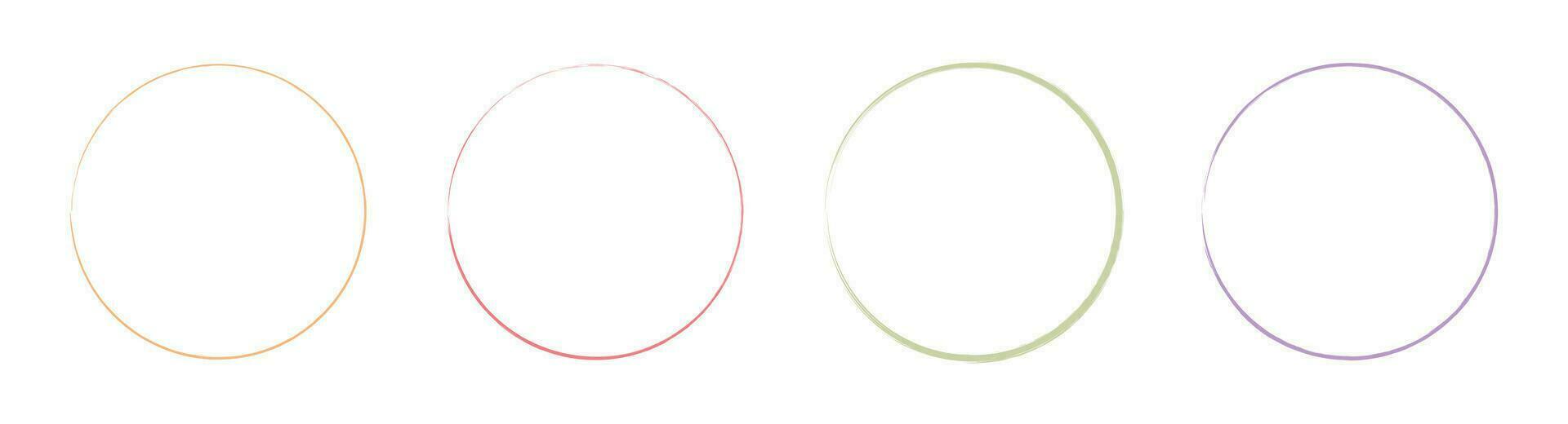 gekleurde grunge cirkel borstel. inkt kader reeks vector illustratie