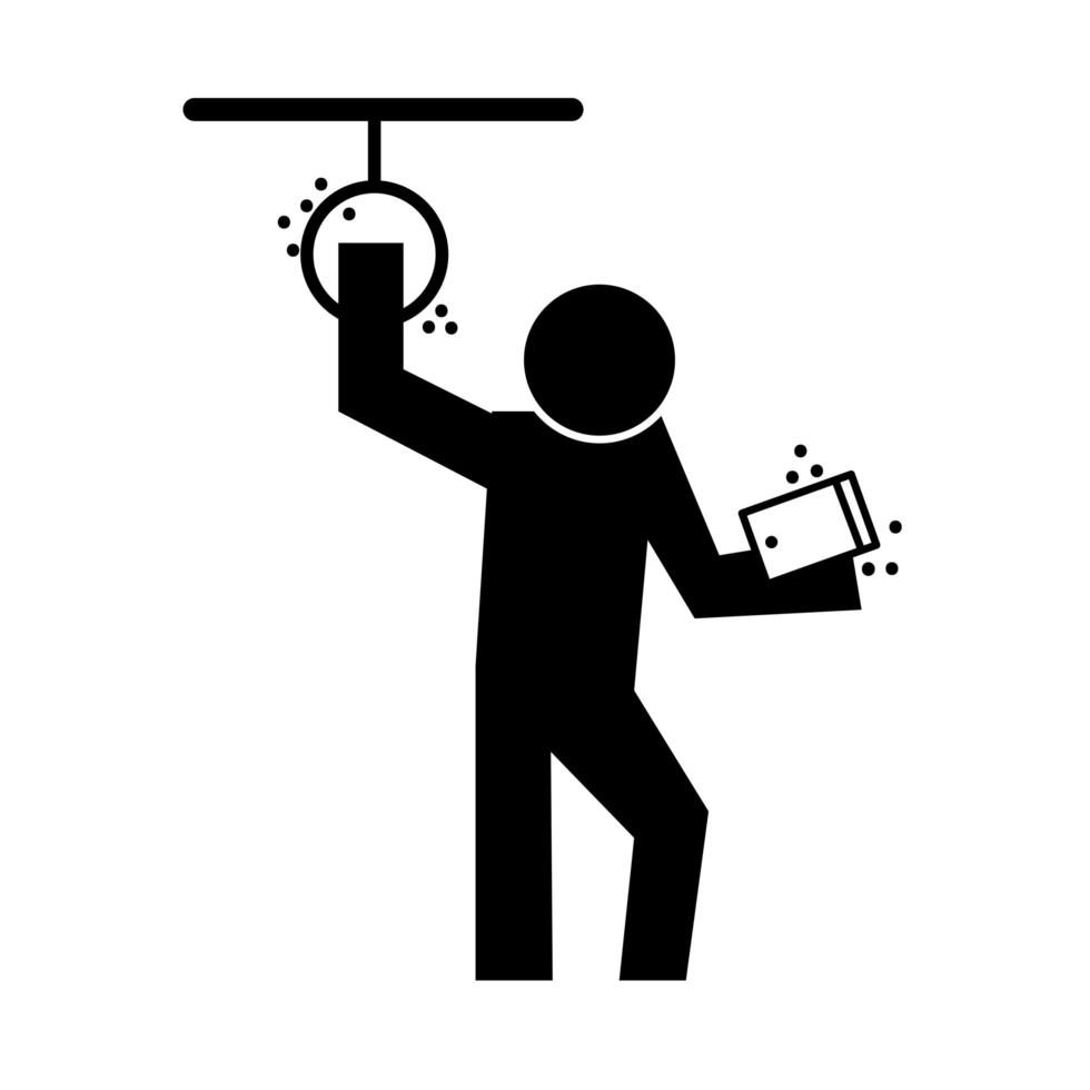 menselijke figuur aanraken van oppervlakken gezondheid pictogram silhouet stijl vector