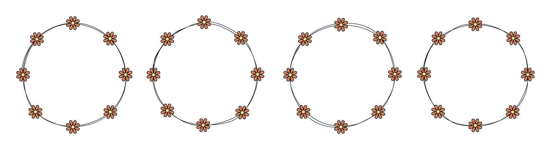 hand- getrokken cirkel kader decoratie element met bloemen klem kunst vector