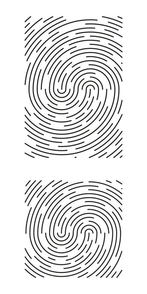 vingerafdruk identificatie symbool icoon reeks in vlak stijl. veiligheid authenticatie. vector illustratie geïsoleerd Aan wit