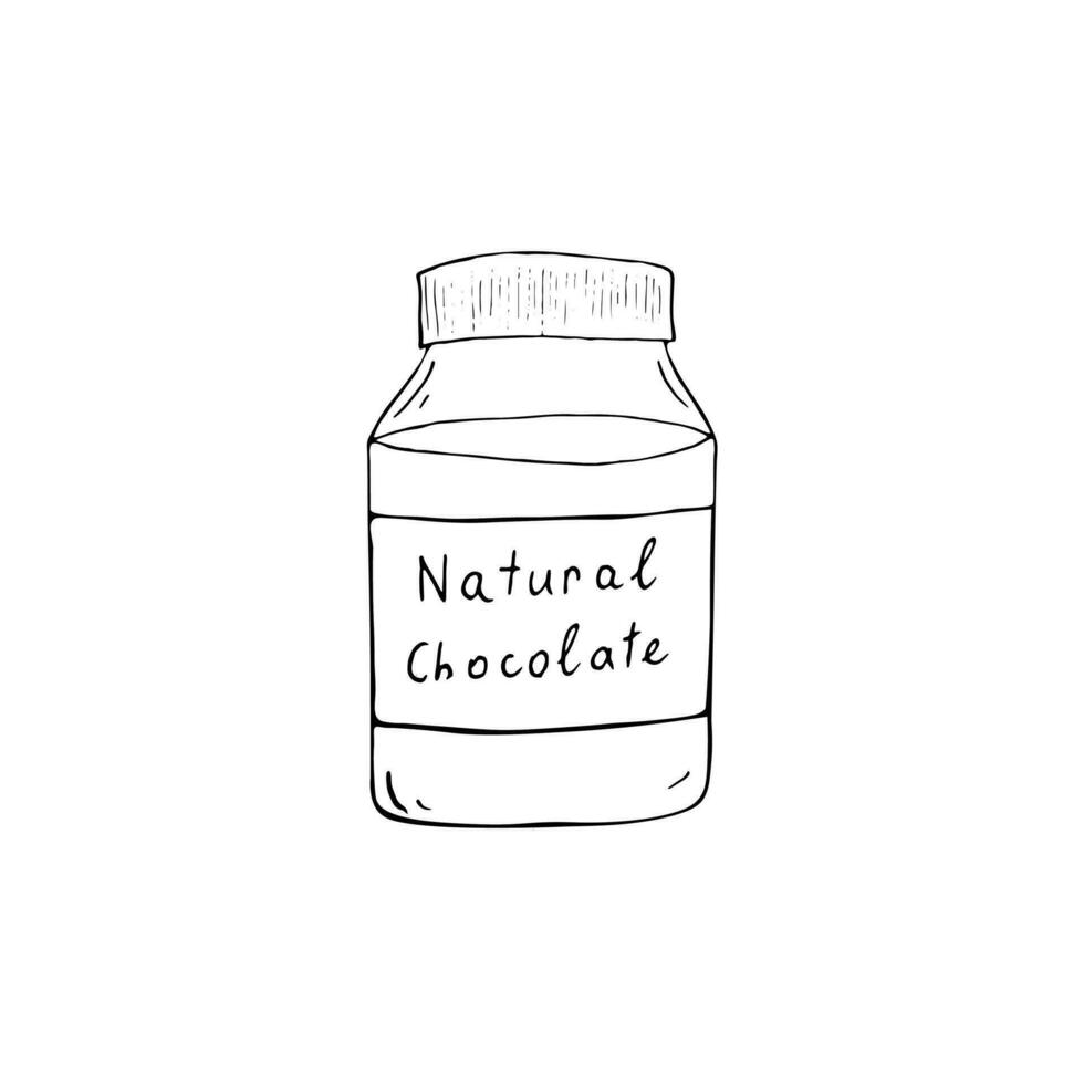 hand getekend natuurlijk chocola in pot vector