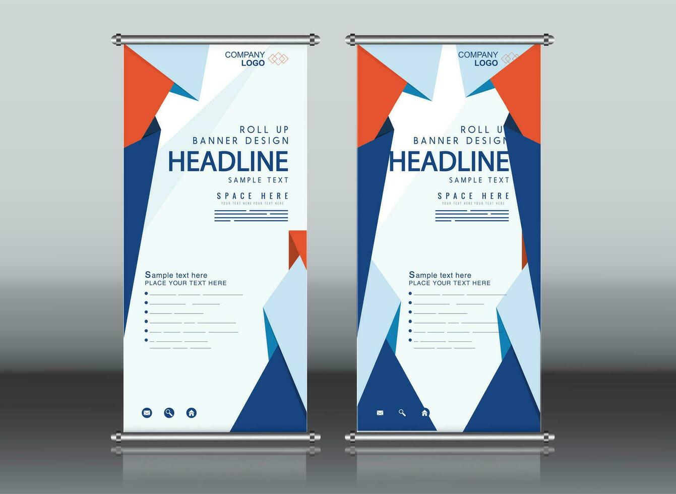 rollen omhoog bedrijf brochure folder banier ontwerp verticaal sjabloon vector, Hoes presentatie abstract meetkundig achtergrond, modern publicatie x-banner en vlag-banner, rechthoek maat. rood , blauw, groen vector