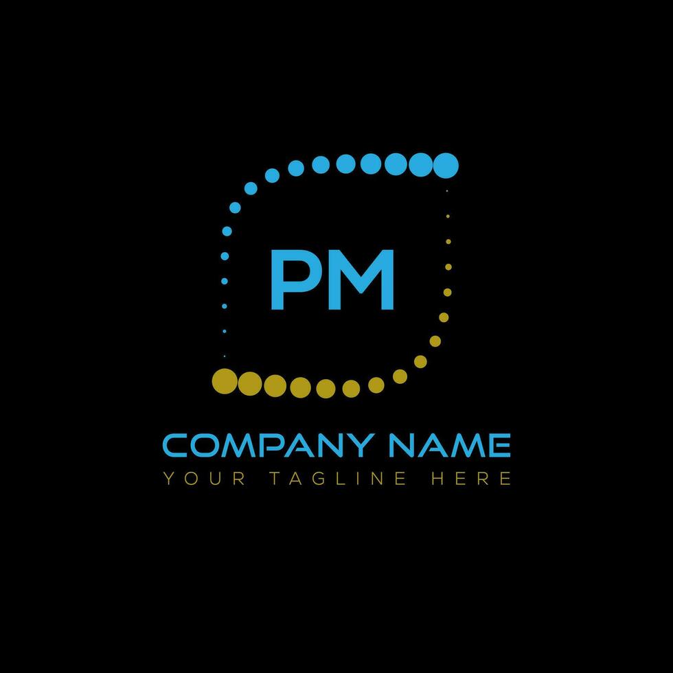 p.m brief logo ontwerp Aan zwart achtergrond. p.m creatief initialen brief logo concept. p.m uniek ontwerp. vector