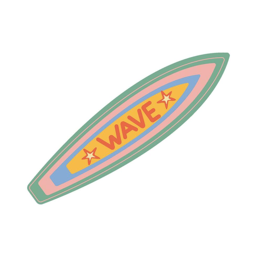 wijnoogst surfboard retro kleurrijk surfen vector