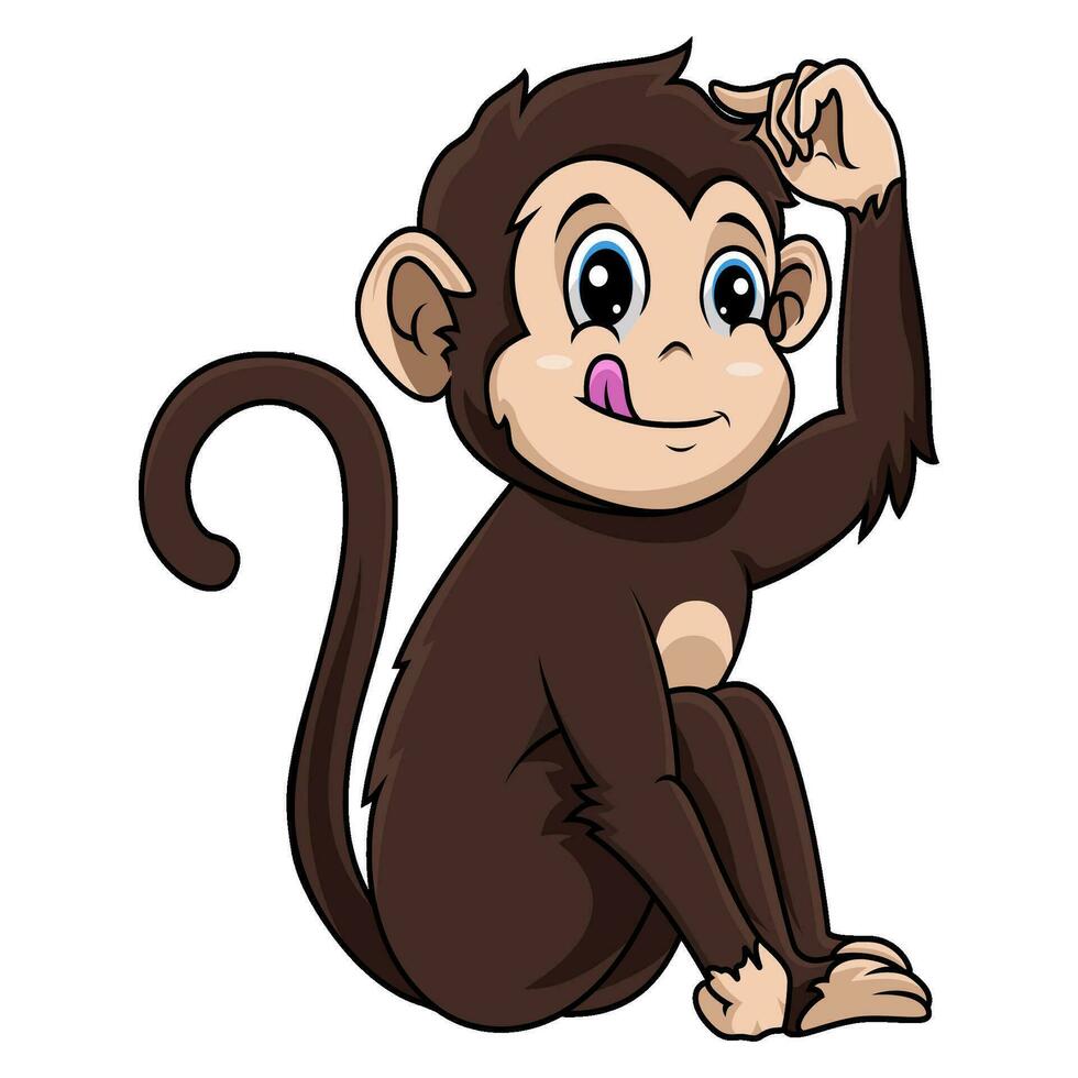schattig aap tekenfilm zittend vector