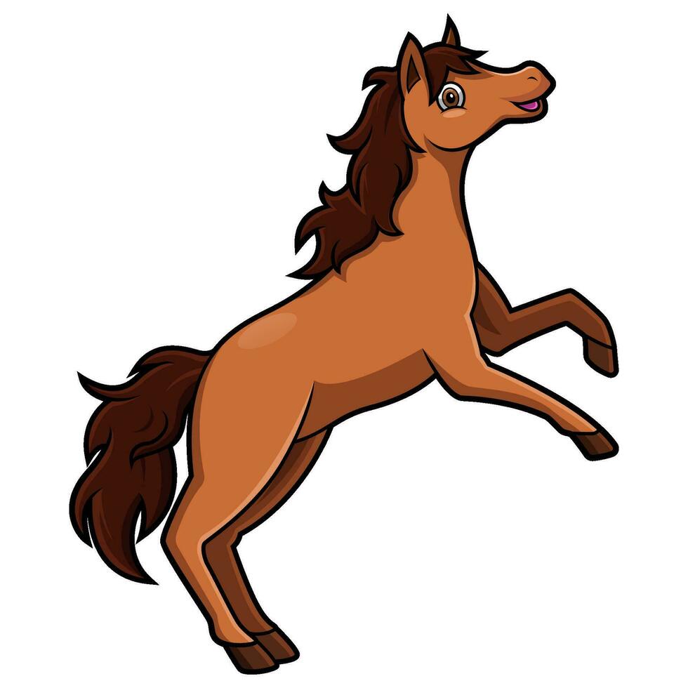 schattig paard tekenfilm jumping houding vector
