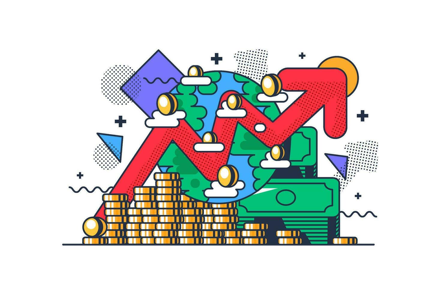 globaal economisch uitbreiding schets beroerte concept vector