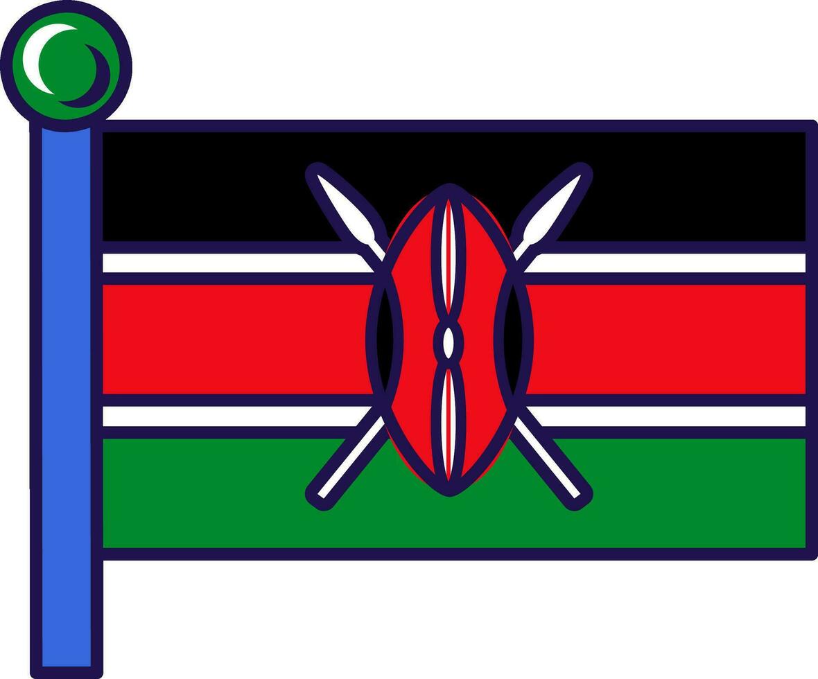 republiek van Kenia natie vlag Aan vlaggenmast vector