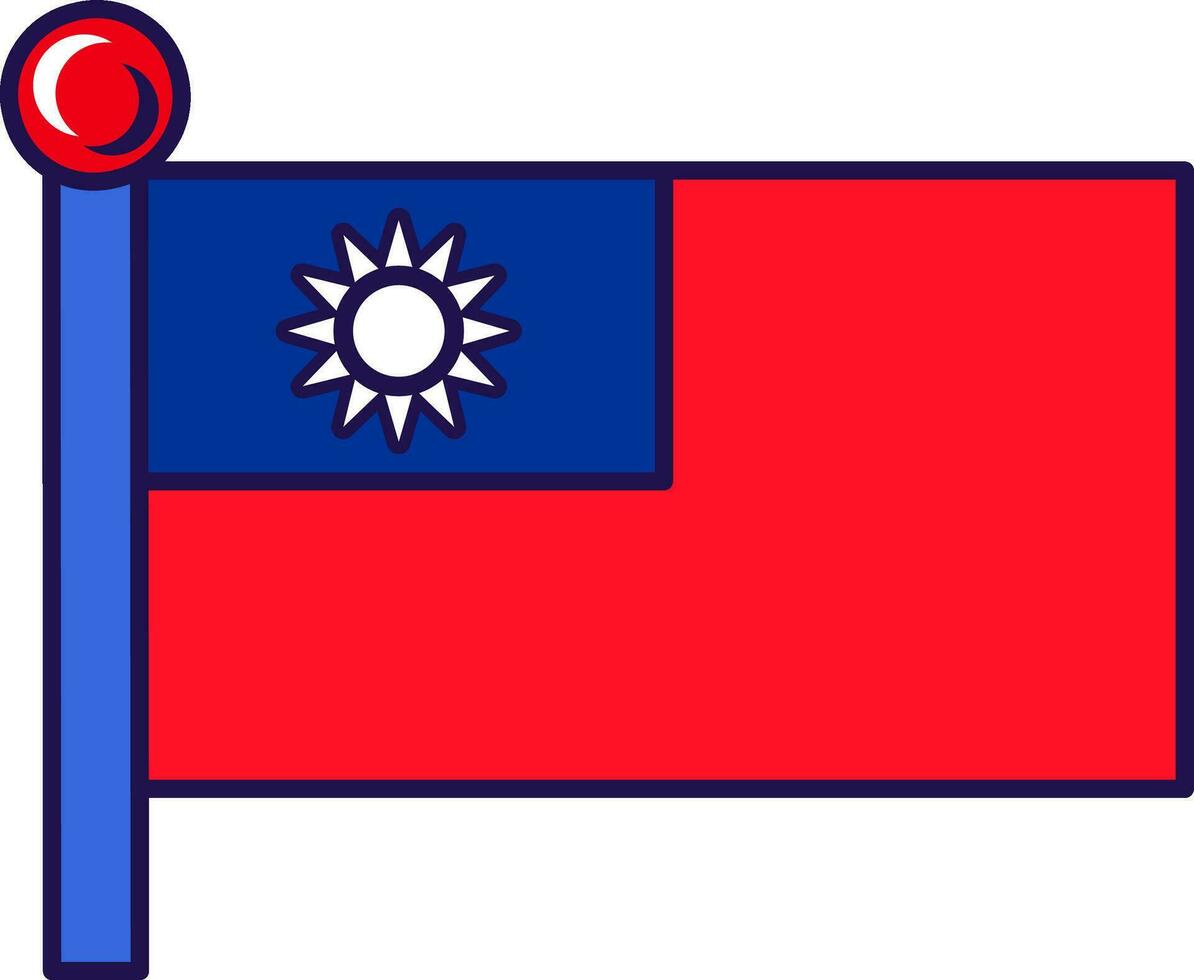 Taiwan land natie vlag Aan vlaggenmast vector