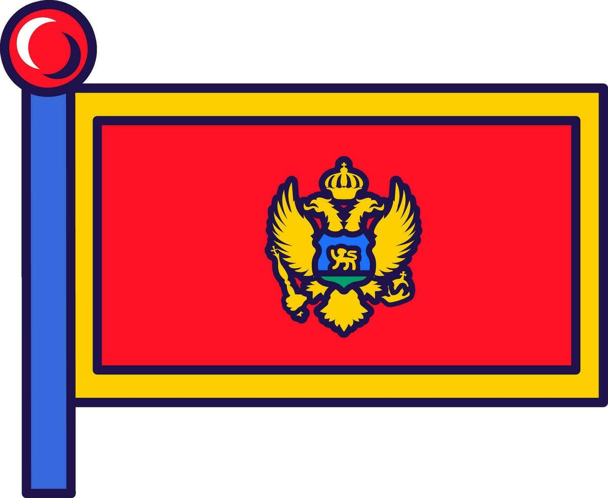 Montenegro land natie vlag Aan vlaggenmast vector