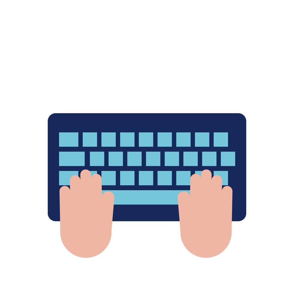 handen met toetsenbord platte stijlicoon vector