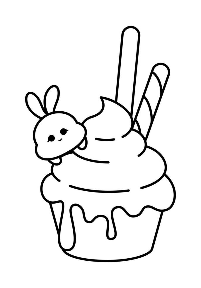 schattig kawaii koekje. vector lijn kunst illustratie. charmant vector lijn kunst illustratie met een kawaii stijl koekje, met delicaat zwart lijnen Aan een schoon wit achtergrond.