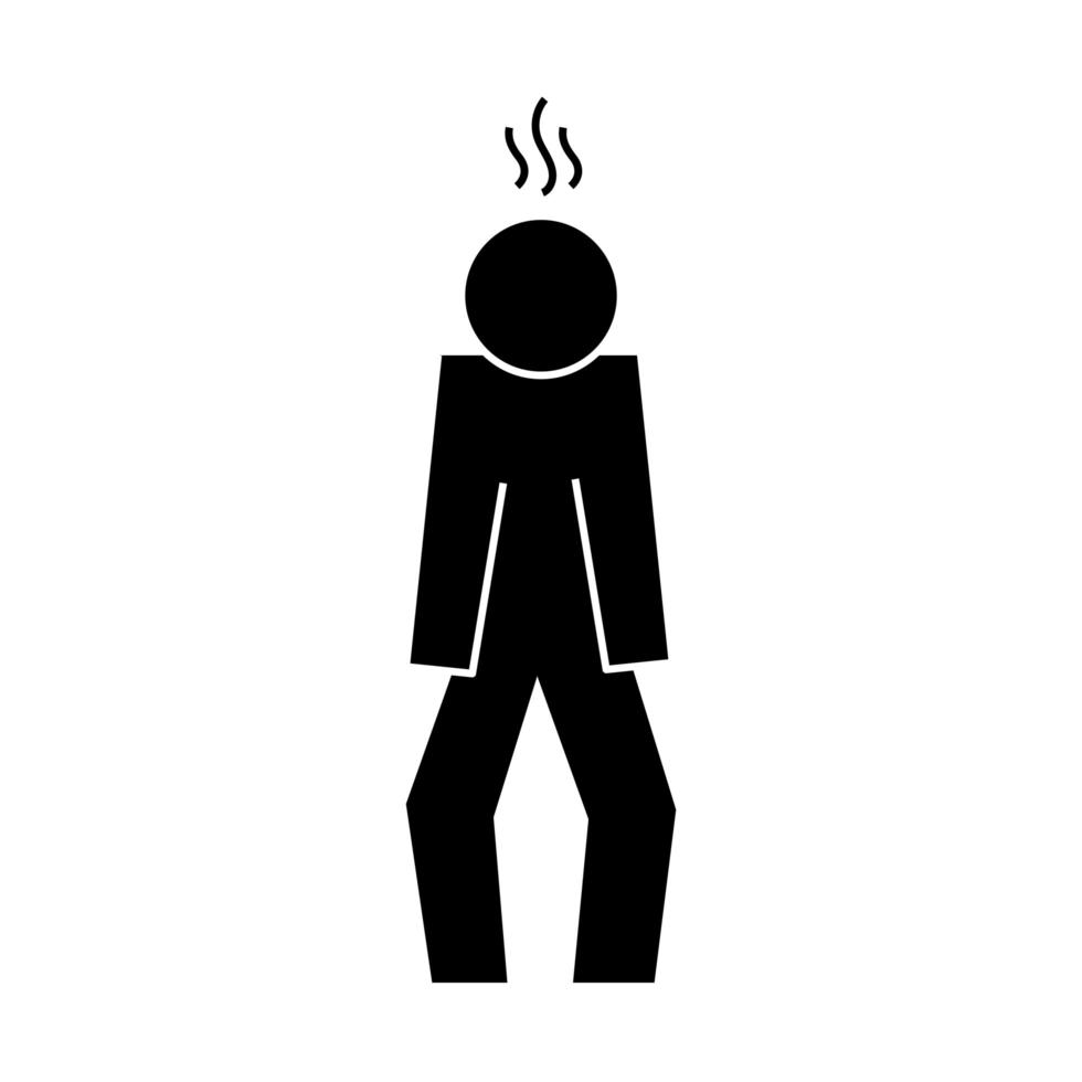 menselijke figuur met koorts gezondheid pictogram silhouet stijl vector