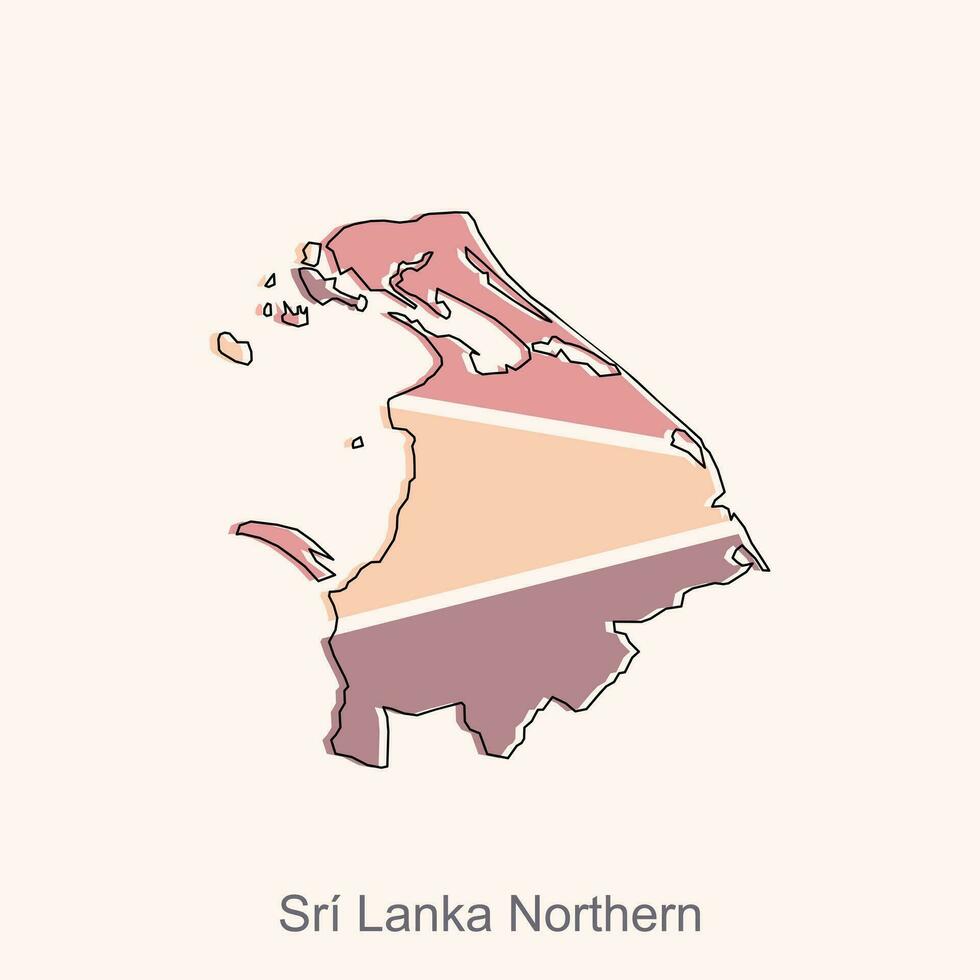 vector het dossier kaart van sri lanka noordelijk, meetkundig kaart van sri lanka regio vector ontwerp sjabloon. bewerkbare beroerte