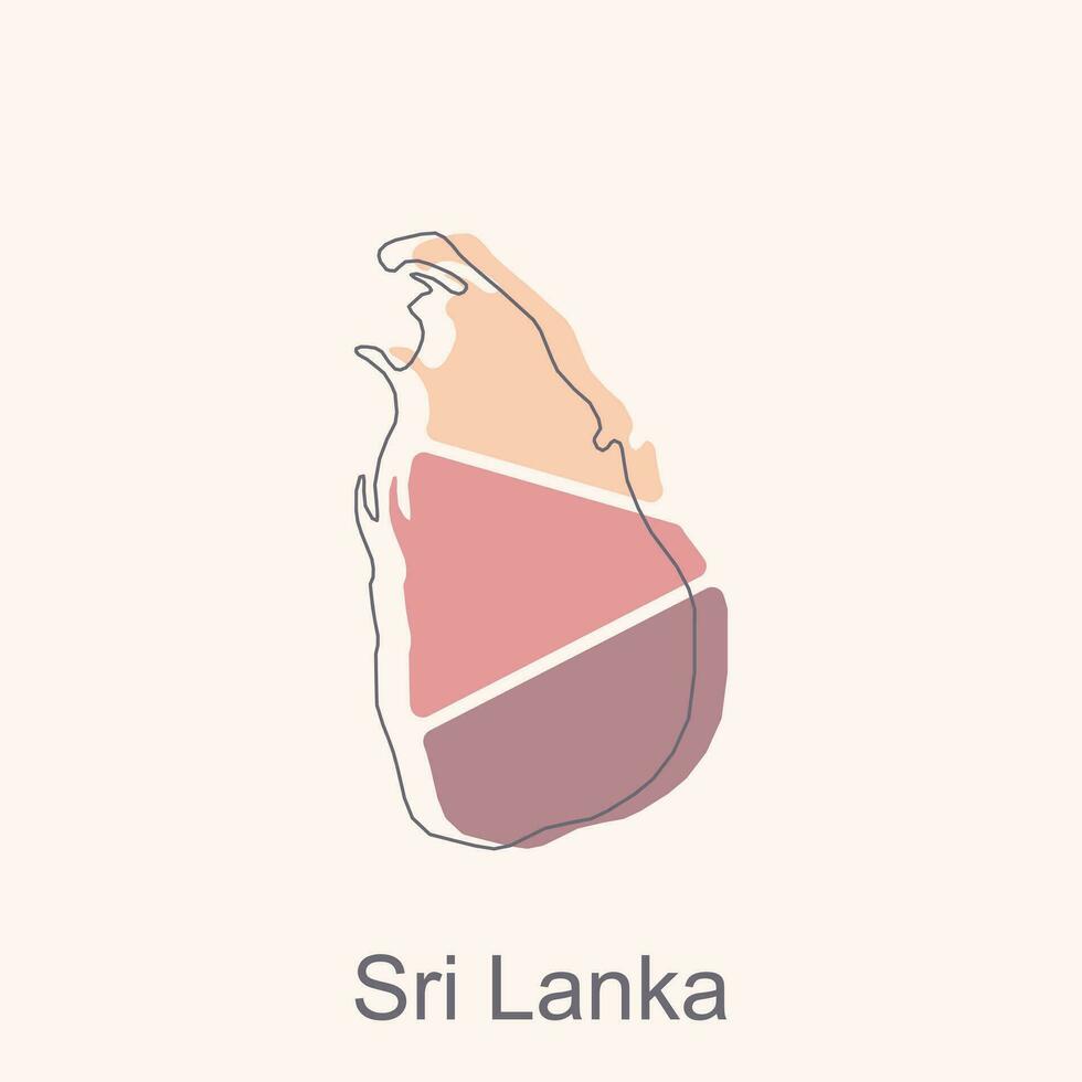 kaart van sri lanka kleurrijk illustratie ontwerp, wereld kaart Internationale vector sjabloon met schets grafisch schetsen stijl geïsoleerd Aan wit achtergrond