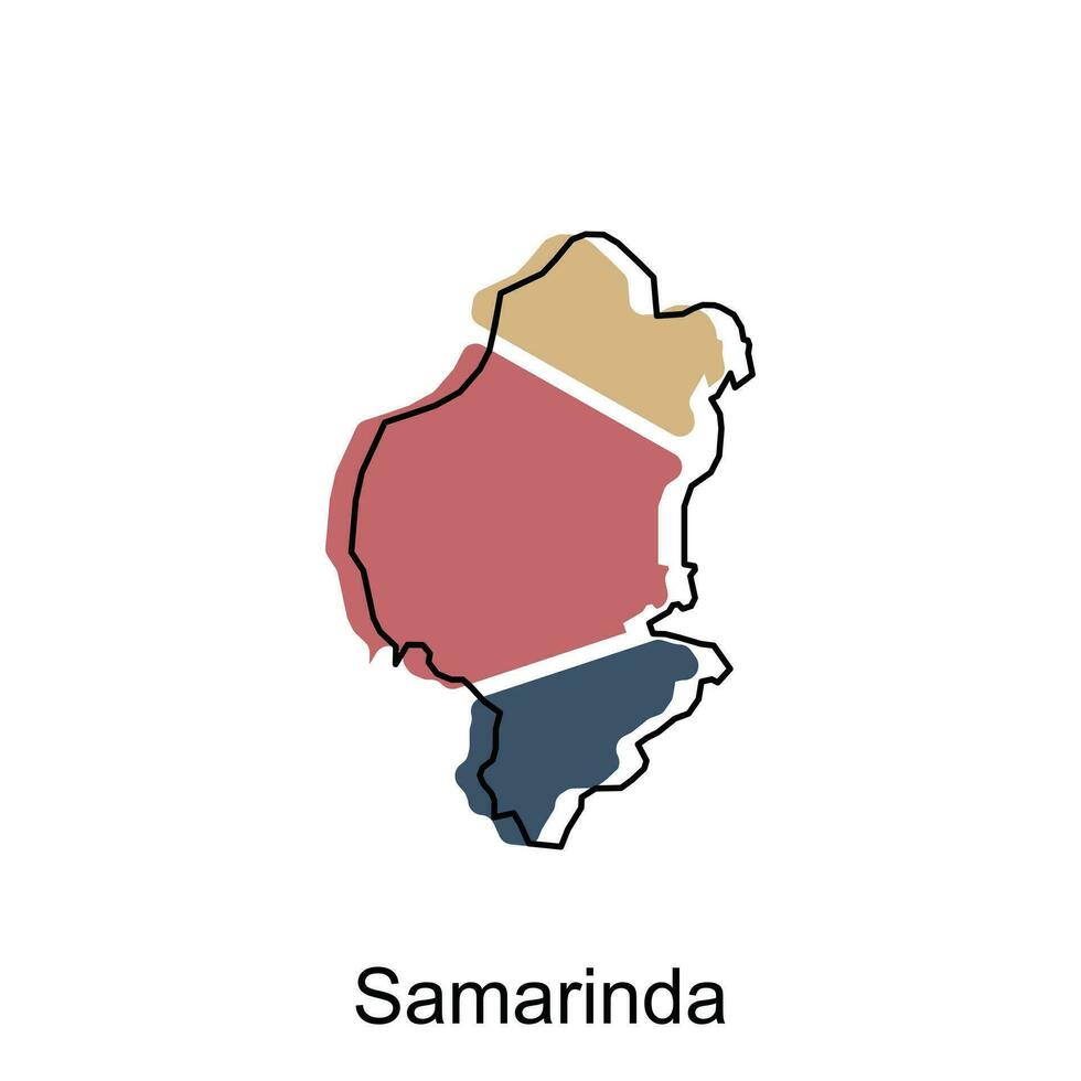 kaart van samarinda ontwerp sjabloon, vector illustratie van kaart van Indonesië Aan wit achtergrond