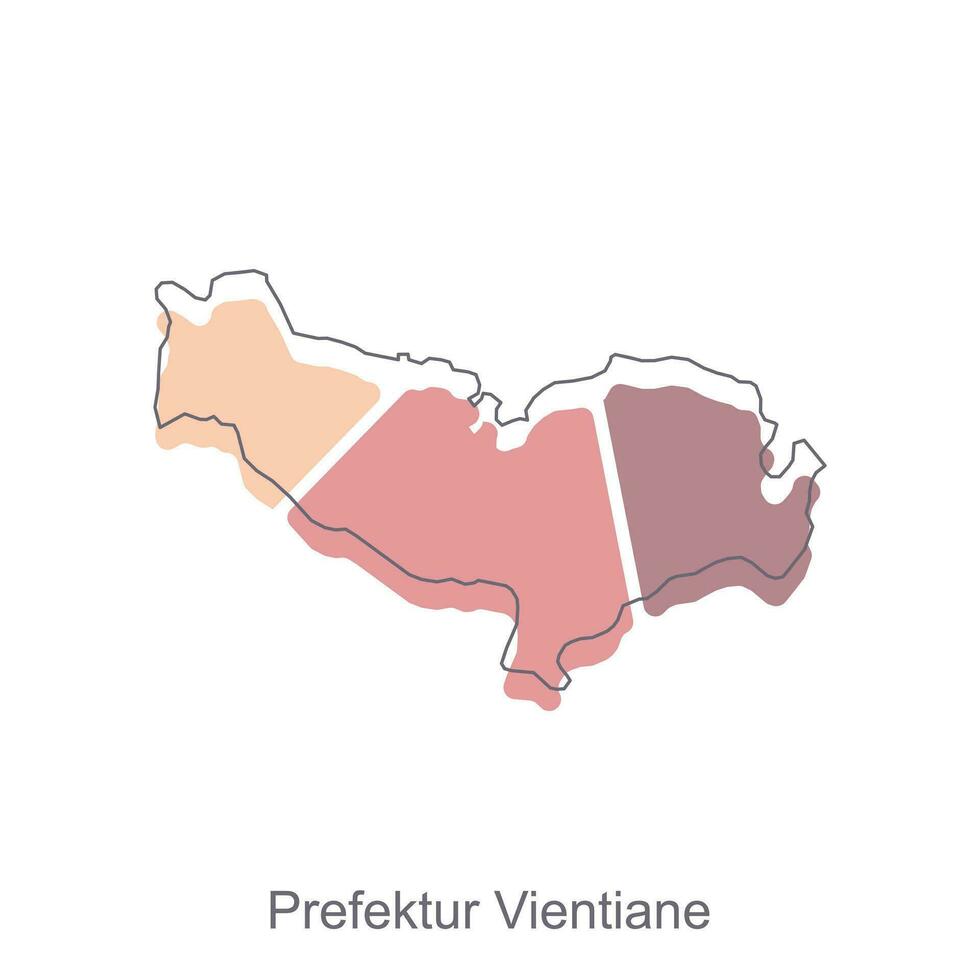 kaart van prefectuur vientiane kleurrijk meetkundig met schets vector ontwerp, wereld kaart land vector illustratie sjabloon