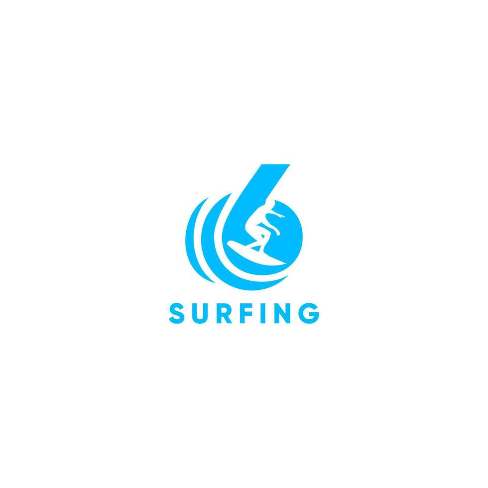 zes surfing logo ontwerp vector