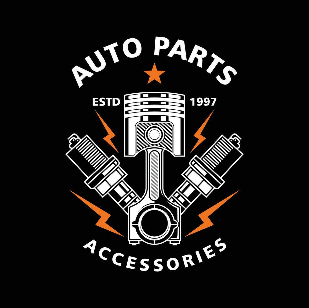 auto logo, garage, onderhoud, onderdelen. auto onderdelen auto reparatie logo illustratie vector