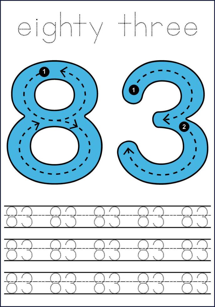 vector getallen traceren werkblad voor kinderen - traceren stippel lijnen en getallen