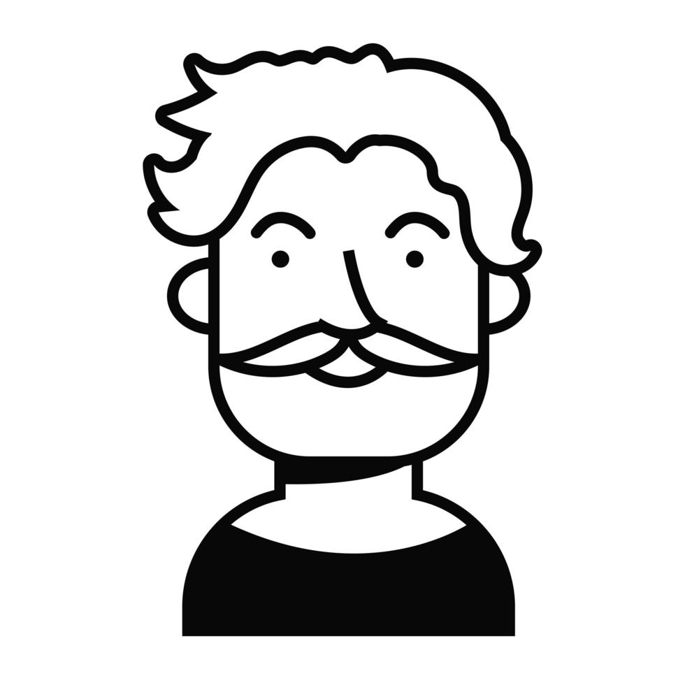 jonge blonde man met snor avatar karakter vector