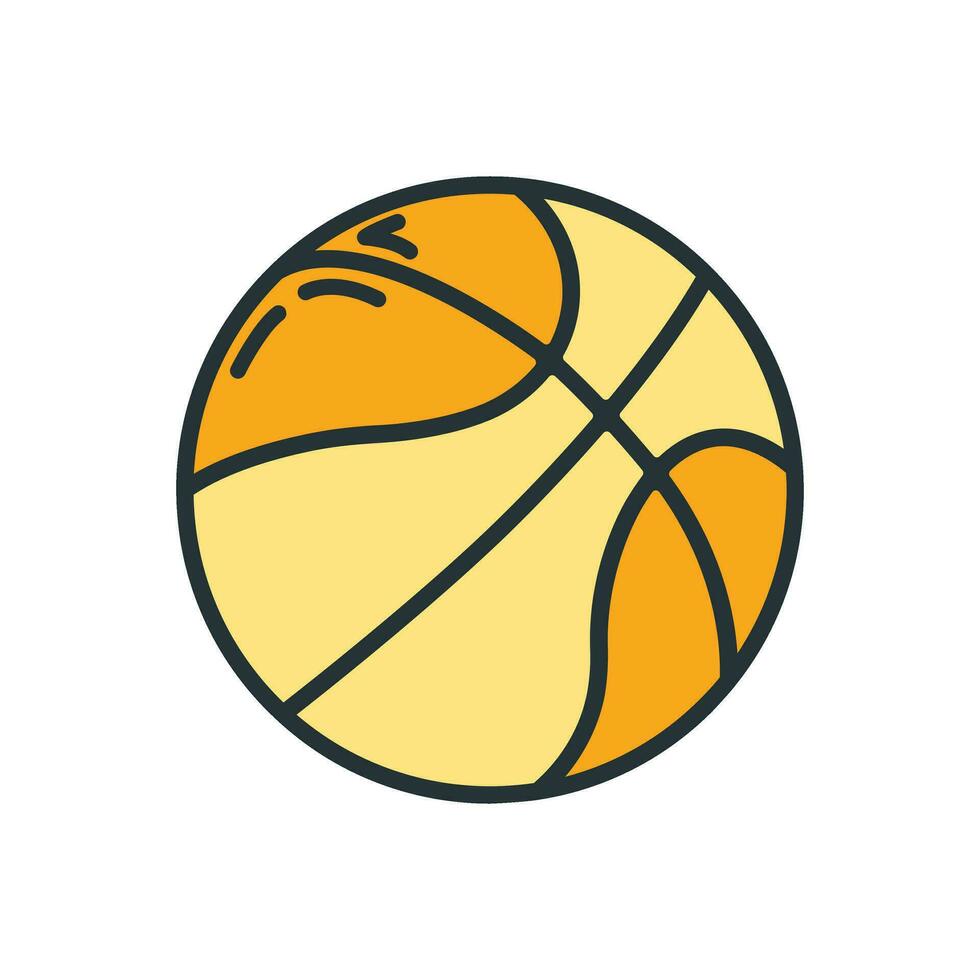 basketbal bal sport uitrusting icoon, leerzaam instelling werkwijze, terug naar school- schets vlak vector illustratie, geïsoleerd Aan wit.