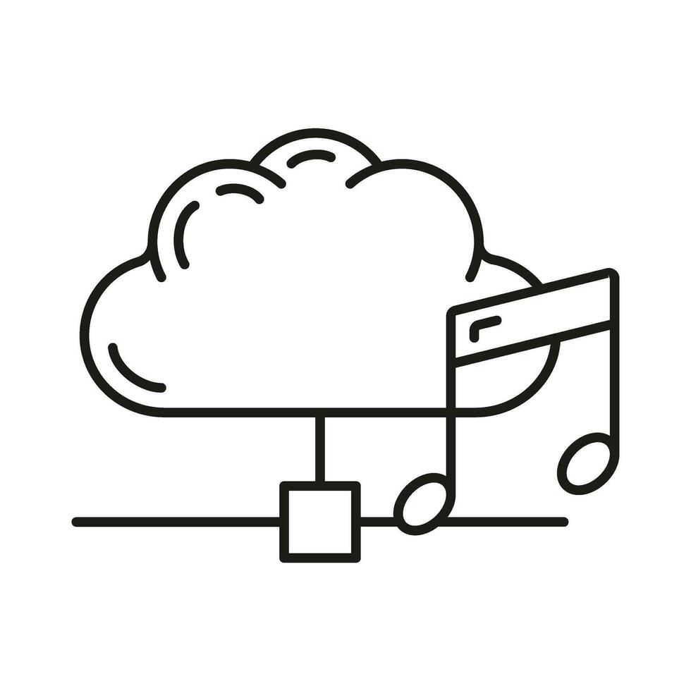 gegevens uitwisseling muziek- wolk icoon, beschermen info opslagruimte databank computer technologie informatie schets vlak vector illustratie, geïsoleerd Aan wit.