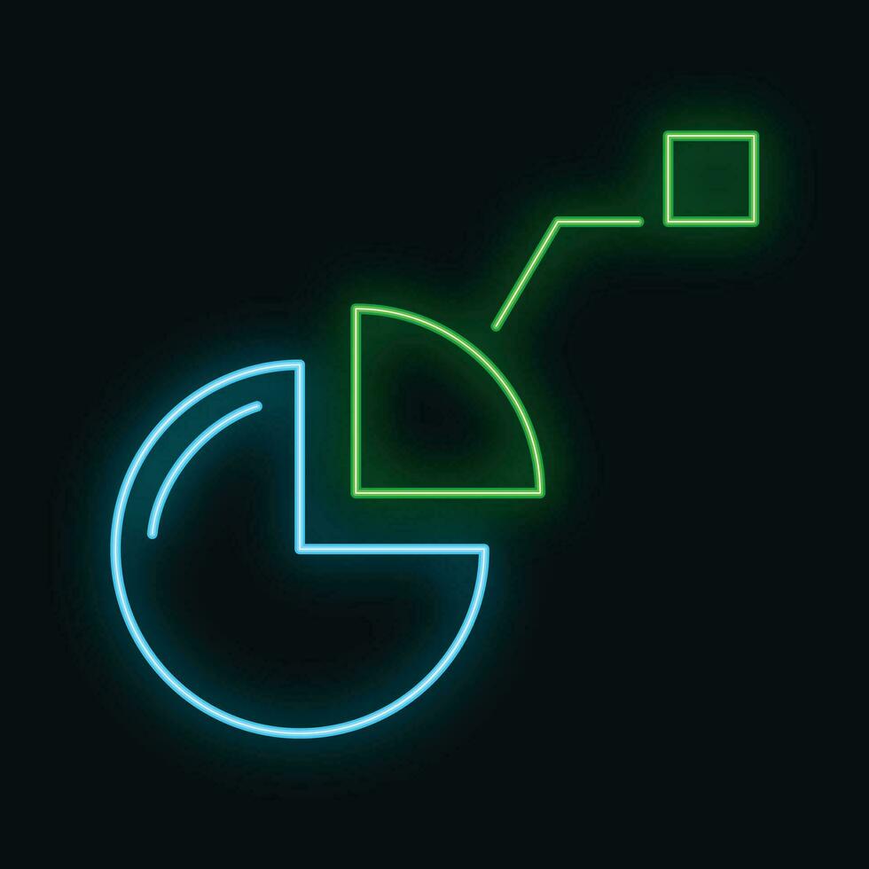 informatie diagram concept, online databank computer technologie icoon neon gloed stijl, info schets vlak vector illustratie, geïsoleerd Aan wit.