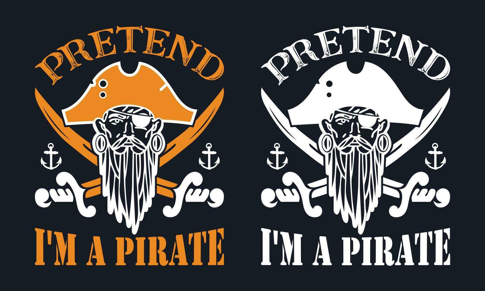 doen alsof ik ben een piraat t overhemd ontwerp vector. schedel in piraat bandana met mes in mond. afdrukken voor t-shirt, typografie, wijnoogst grafisch afdrukken voor t overhemd , mode, sticker, posters en anderen. vector