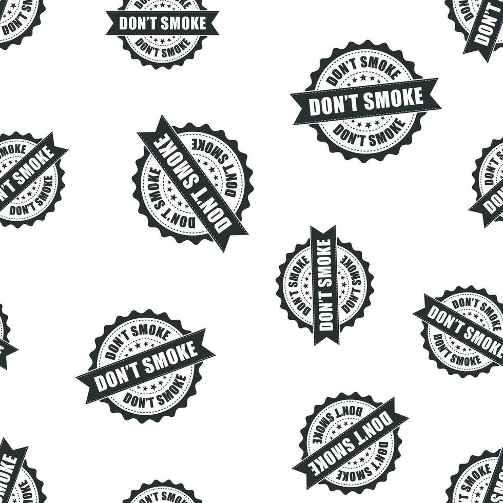 niet doen rook rubber postzegel naadloos patroon achtergrond. bedrijf concept vector illustratie. Nee roken insigne symbool patroon.
