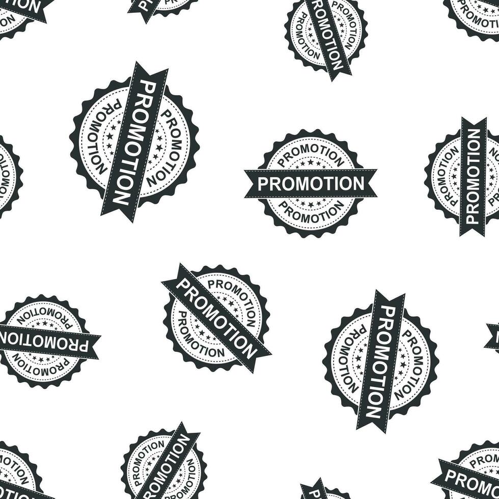Promotie zegel postzegel naadloos patroon achtergrond. bedrijf concept vector illustratie. Promotie insigne symbool patroon.