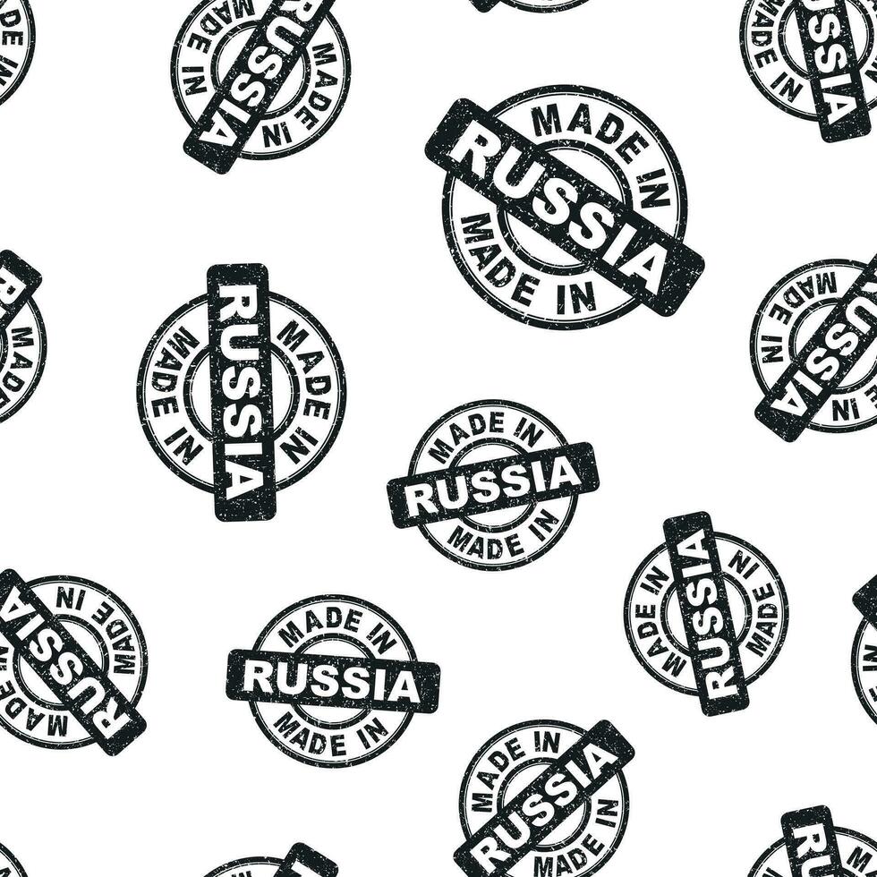 gemaakt in Rusland postzegel naadloos patroon achtergrond. bedrijf vlak vector illustratie. vervaardigd in Rusland symbool patroon.