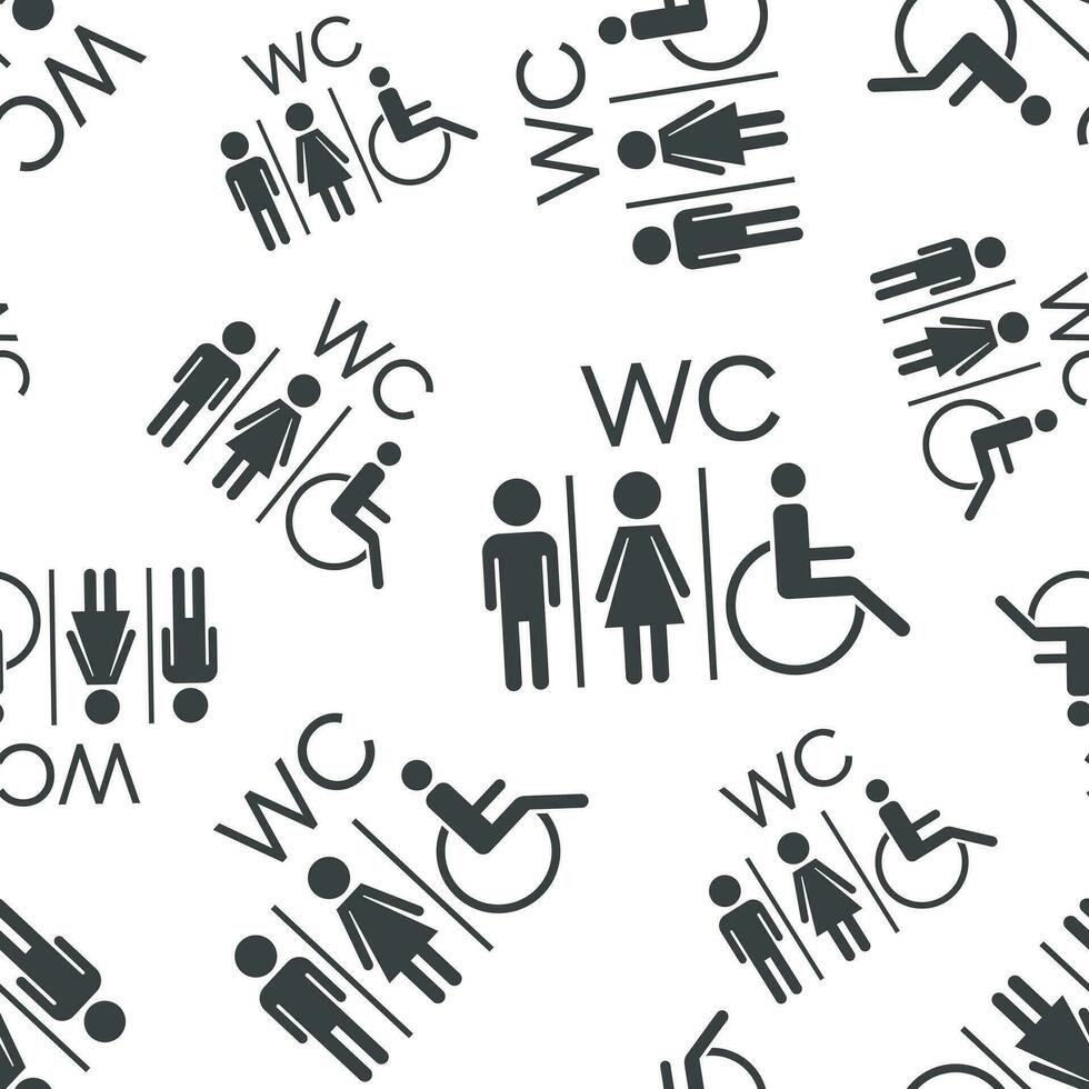 wc, toilet naadloos patroon achtergrond. bedrijf vlak vector illustratie. mannen en Dames teken voor toilet symbool patroon.