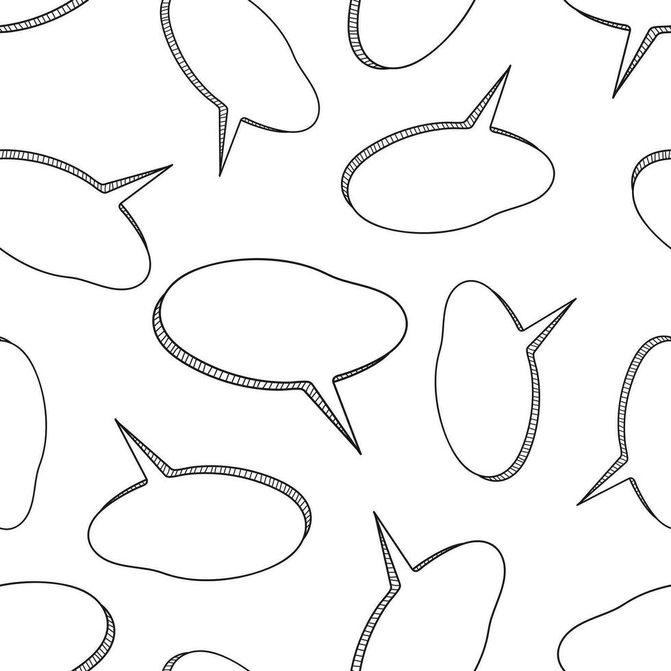 hand- getrokken toespraak bubbel icoon naadloos patroon achtergrond. bedrijf vlak vector illustratie. toespraak bubbel teken symbool patroon.