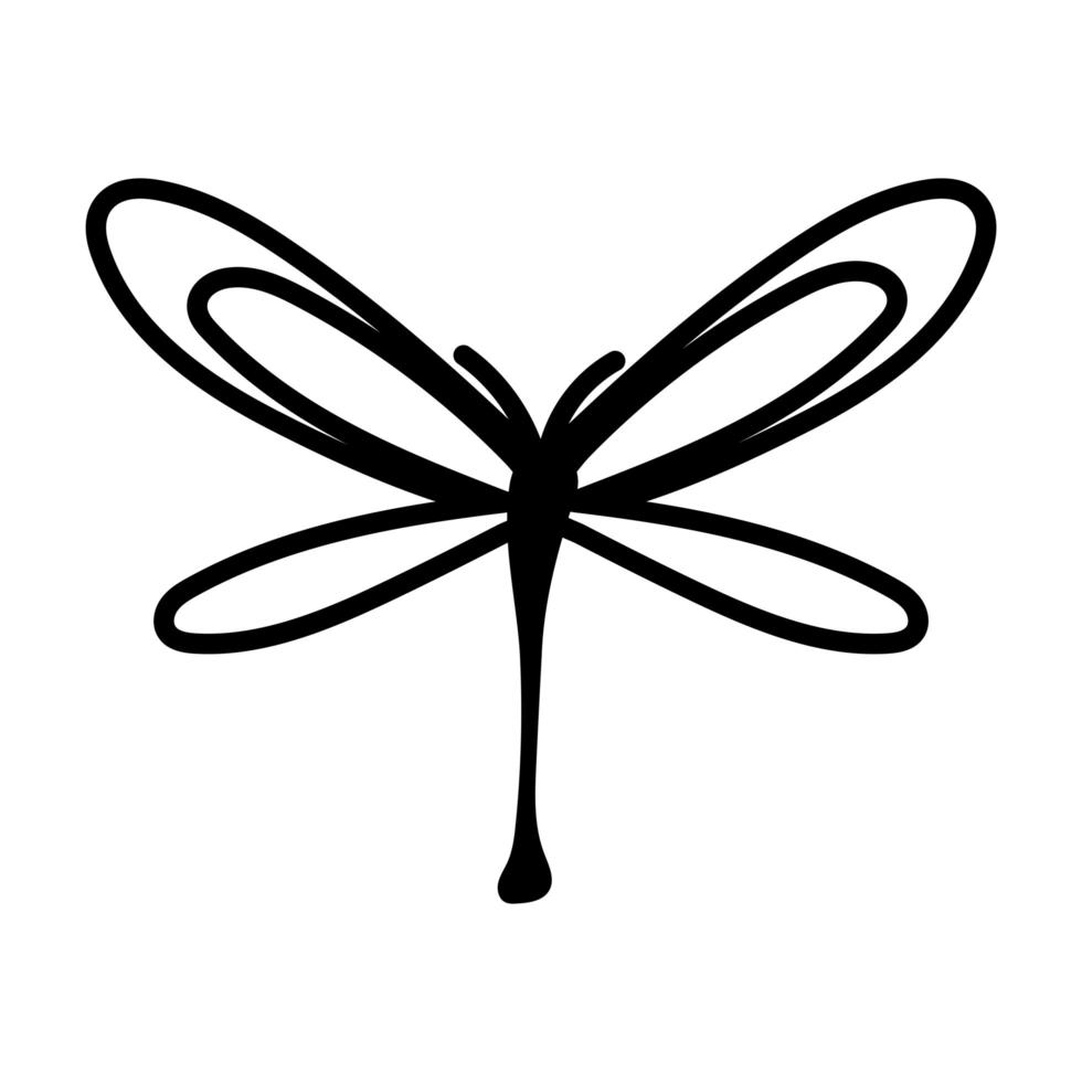 draak vlieg insect lijn stijlicoon vector