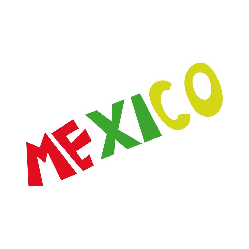 mexico woord hand tekenen stijl vector