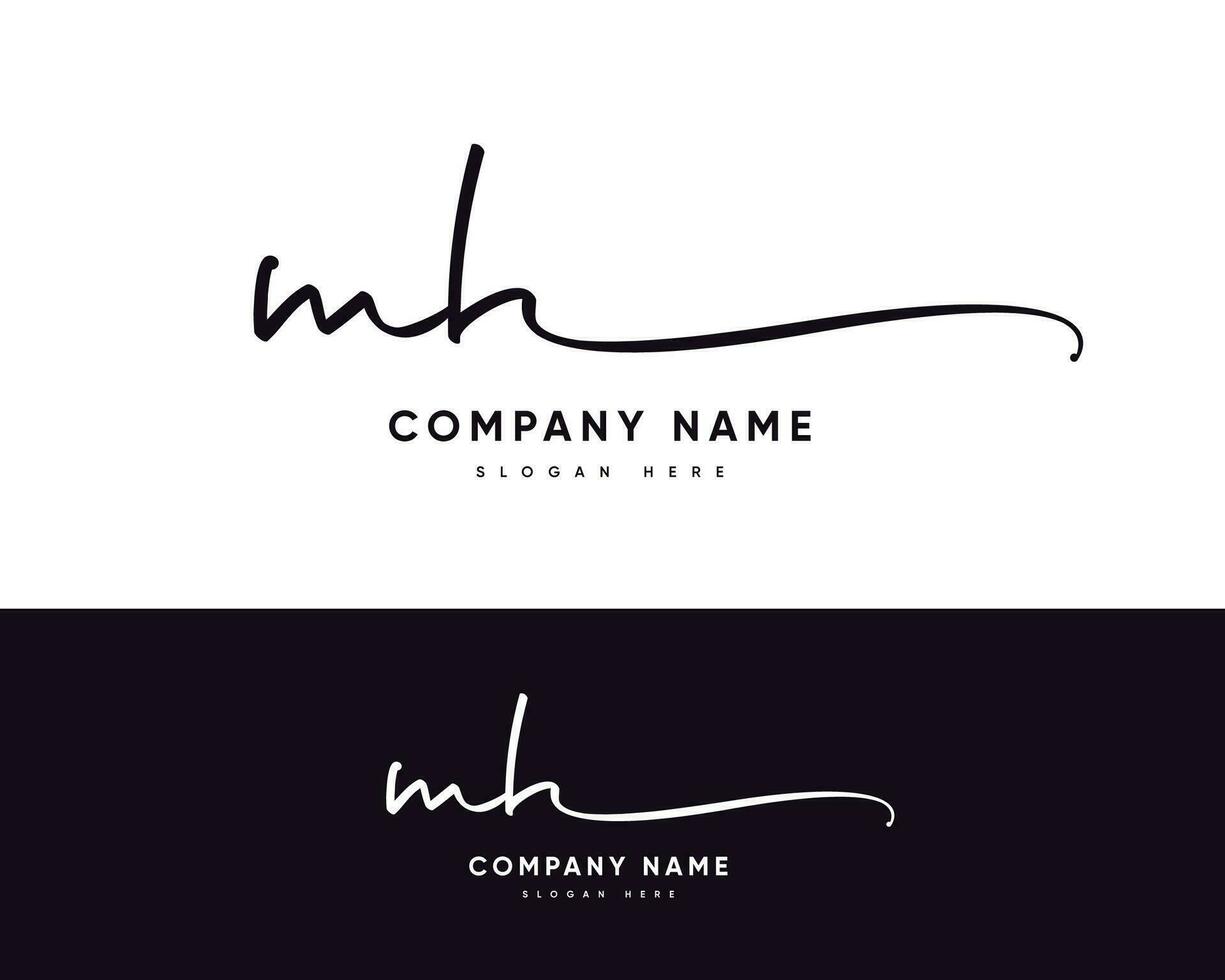 m h mh eerste brief handschrift en handtekening logo vector