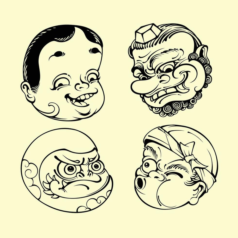 Japans Bedrijfsmiddel masker vector schets kunst