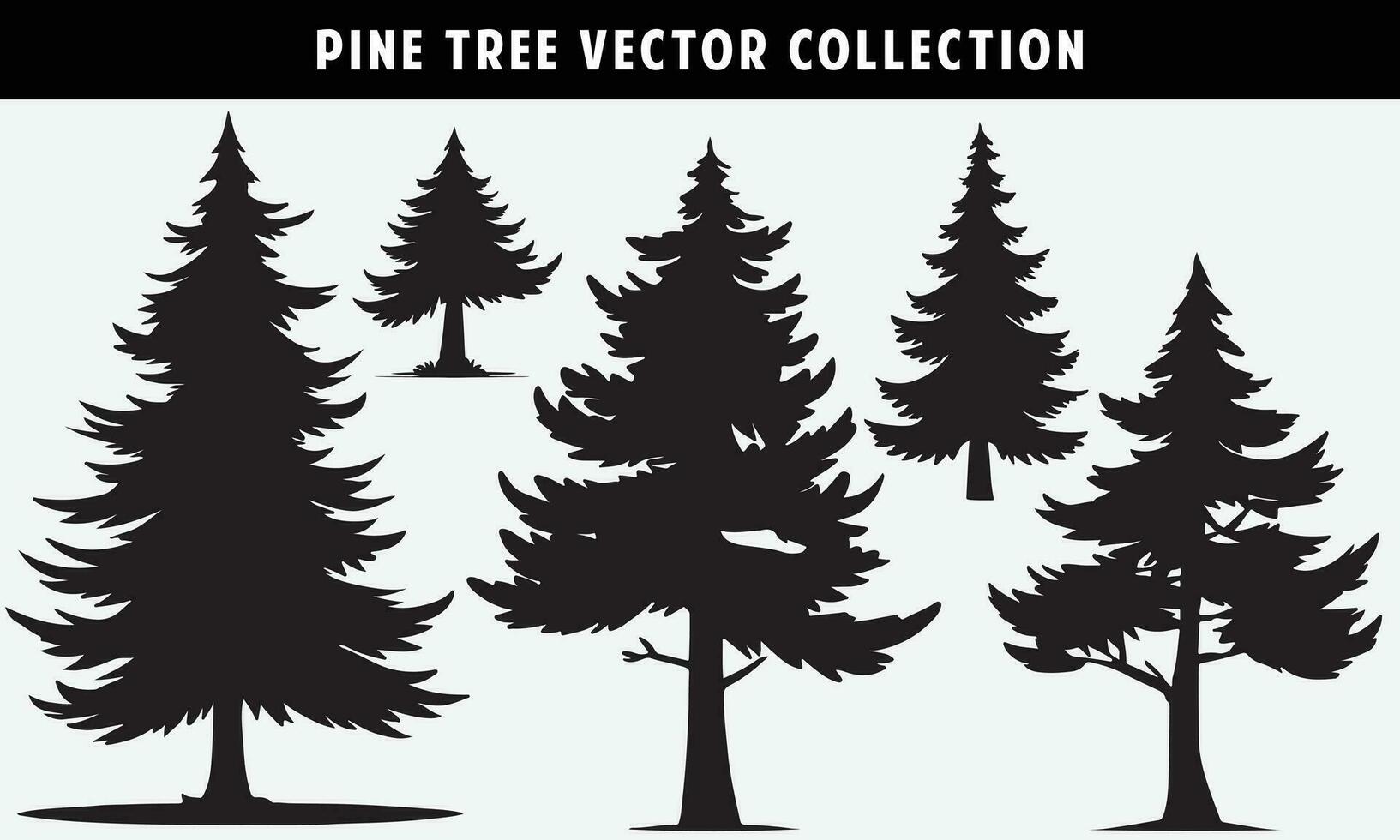 reeks van pijnboom bomen silhouetten vector grafiek voor ontwerp