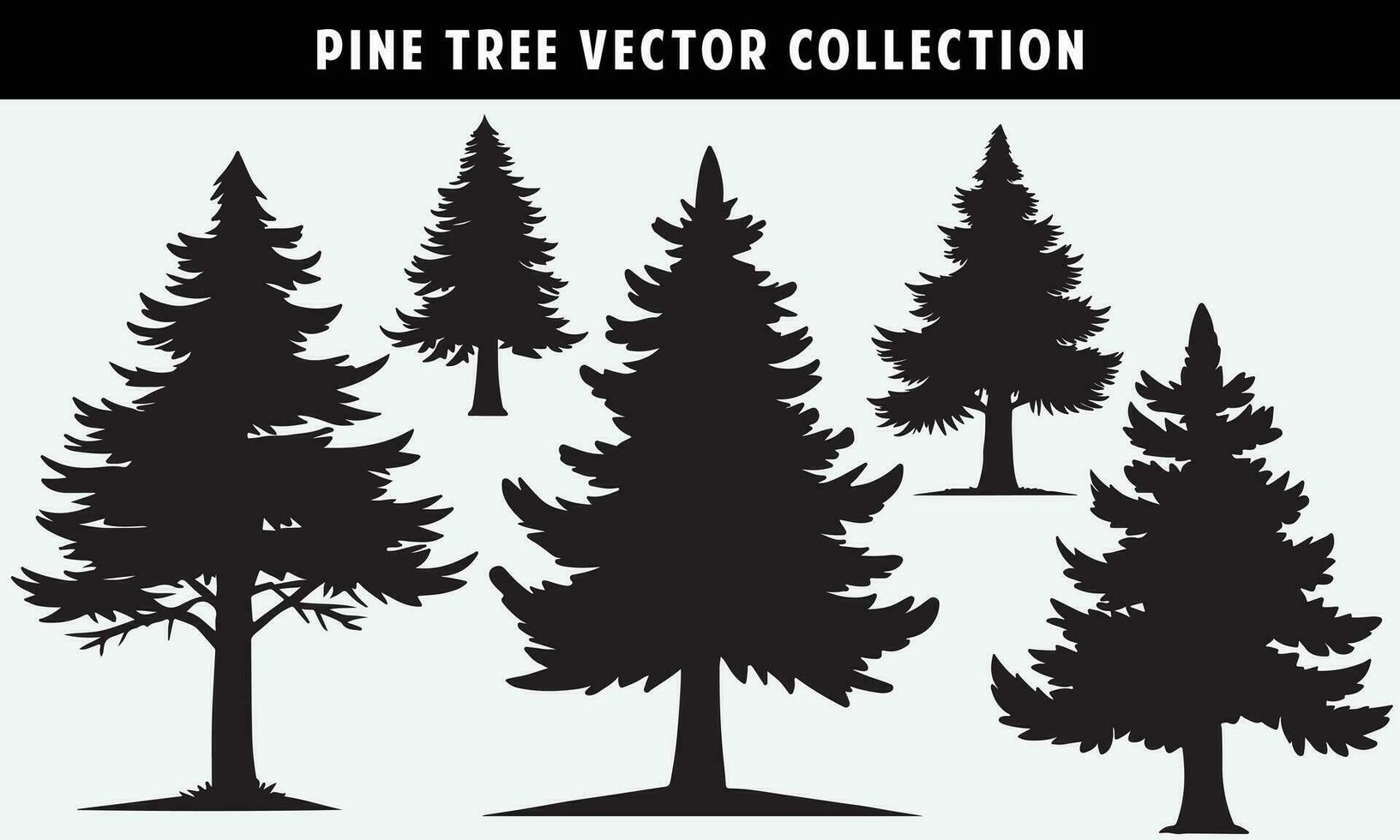 reeks van pijnboom bomen silhouetten vector grafiek voor ontwerp