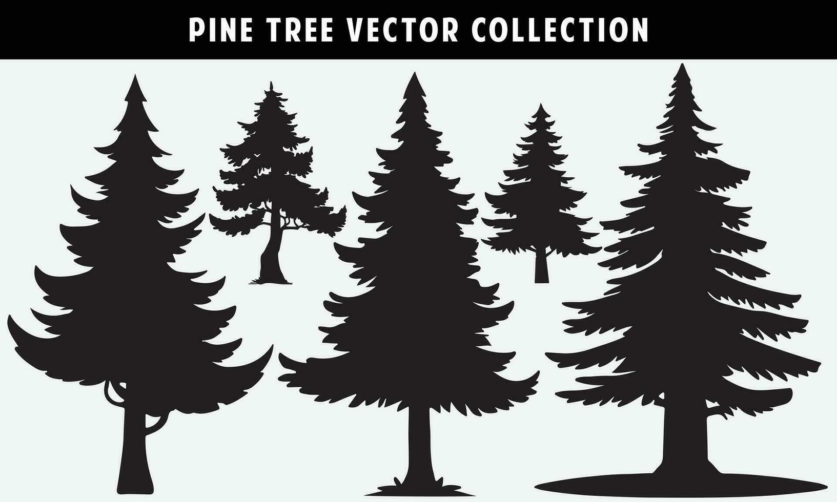 reeks van pijnboom bomen silhouetten vector grafiek voor ontwerp