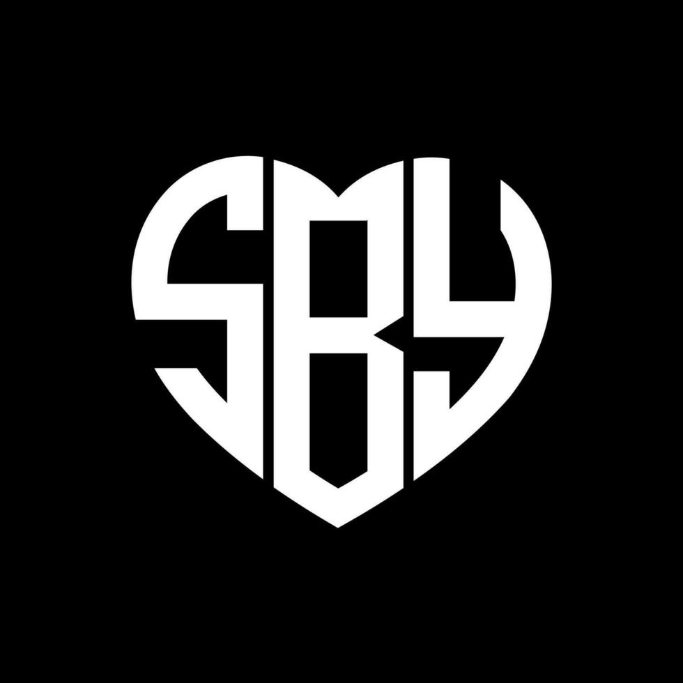 sby creatief liefde vorm monogram brief logo. sby uniek modern vlak abstract vector brief logo ontwerp.