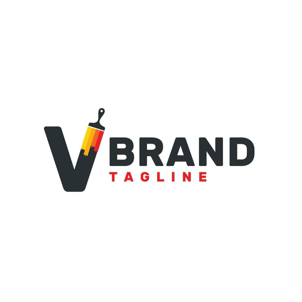 brief v logo met verf borstel - alfabet v met verf borstel logo ontwerp vector