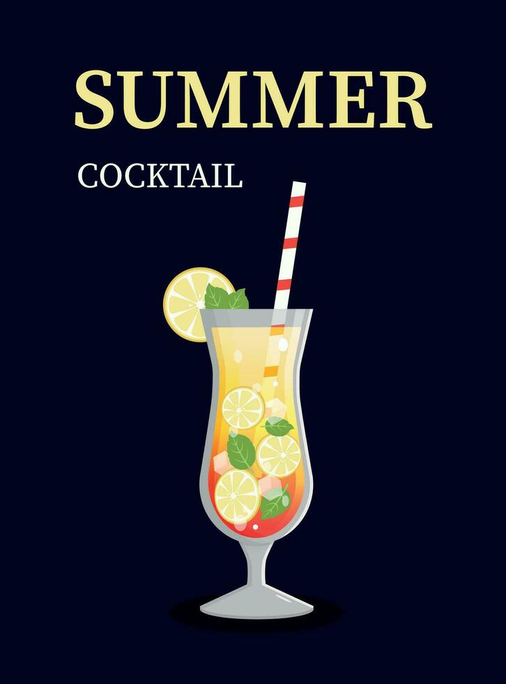 cocktail3fresh zomer cocktail met citroen wiggen, munt en ijs. vector