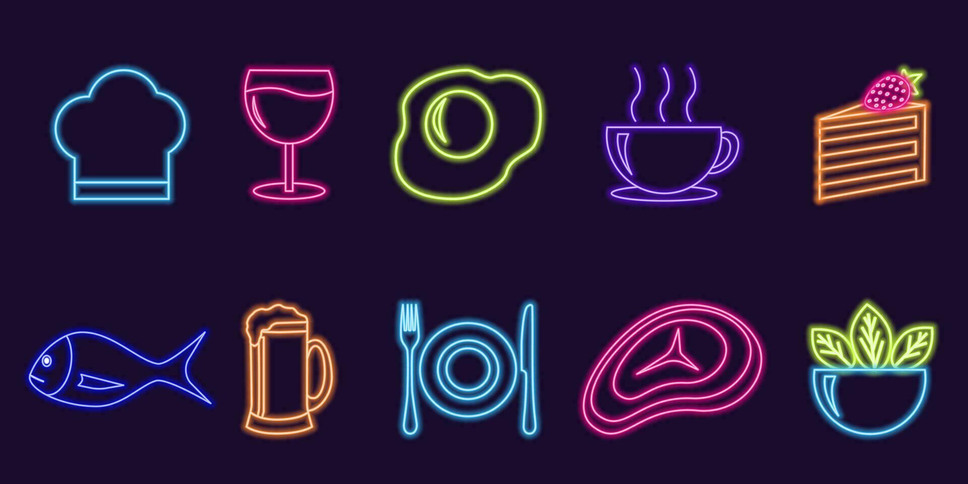 sociaal media highlights omslag. neon pictogrammen voor restaurant, cafe of bar. perfect voor bloggers. vector