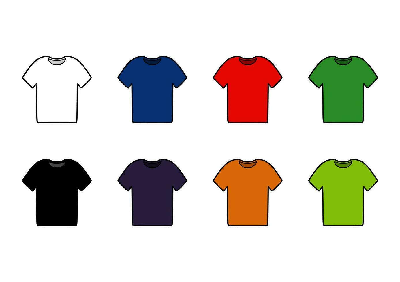 t-shirts gekleurde kleding reeks vector illustraties