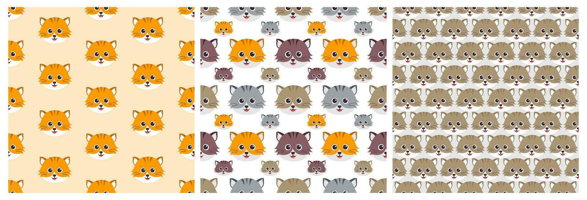 reeks van katten dieren naadloos patroon ontwerp met kat element in sjabloon hand- getrokken tekenfilm vlak illustratie vector